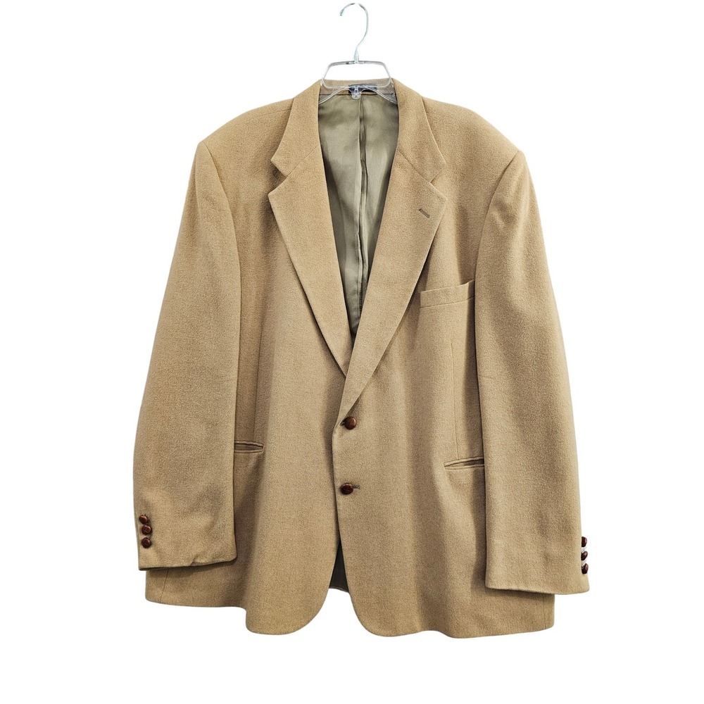 DiBenedetto Sport Coat 58R? Tan 100% Mongolian Camel Hair Blazer Leather Buttons